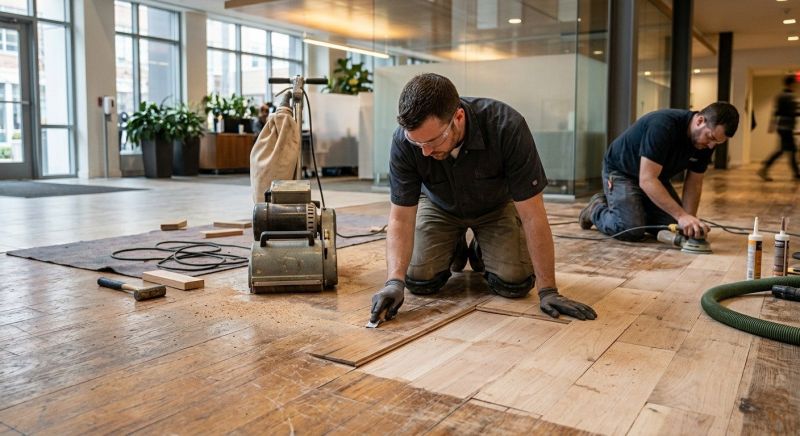 Our team working on Wood Floor Service projects in Vero Beach, FL